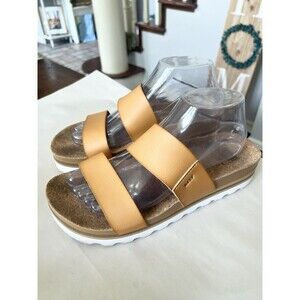 Reef Cushion Vista Hi Sandals Size 9 40 EU Tan Platform Cork Slide Slip On
